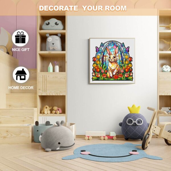 Stained Glass Rabbit Wooden Jigsaw Puzzle - Image 5