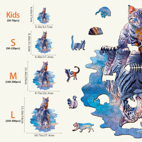 Cat Tiger Wooden Jigsaw Puzzle - Image 4