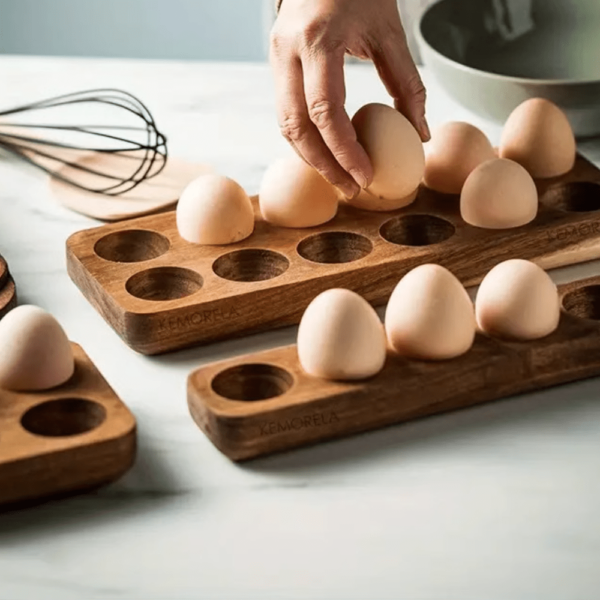 Solid Wood Egg Tray Storage Rack