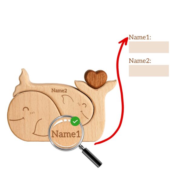 Wooden Whale Family Name Puzzle - Image 7