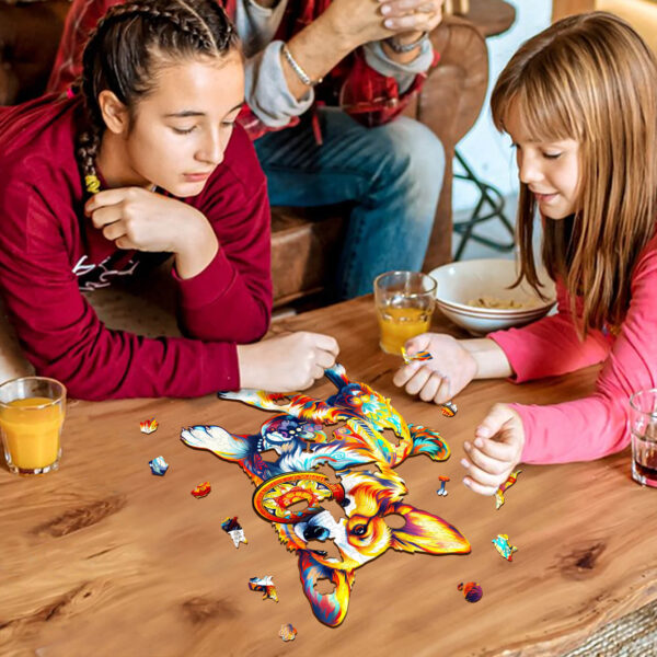 Dog Playing with Toys Wooden Jigsaw Puzzle - Image 6