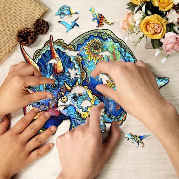 Triceratops Wooden Jigsaw Puzzle - Image 3