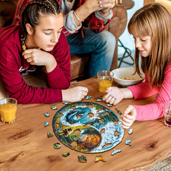 Yin yang glacial forest Wooden Jigsaw Puzzle - Image 9