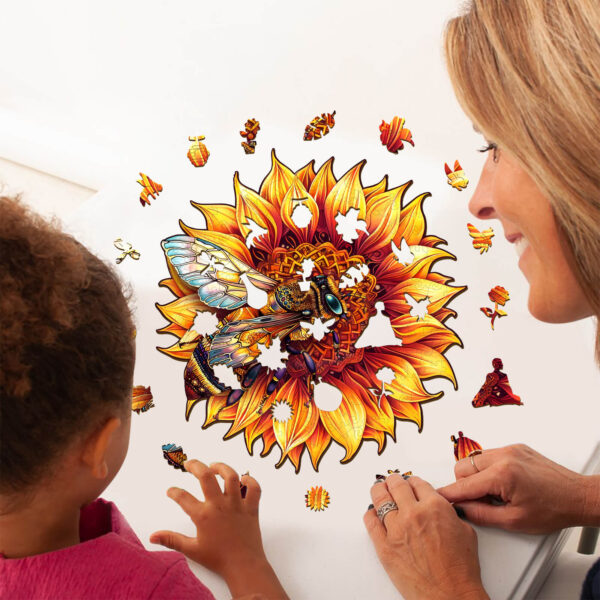 Bee and Sunflower Wooden Jigsaw Puzzle - Image 6