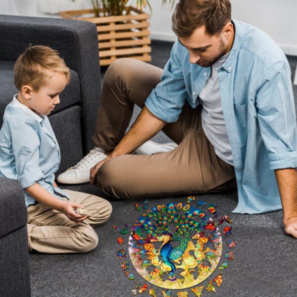Mandala Peacock Wooden Jigsaw Puzzle - Image 6