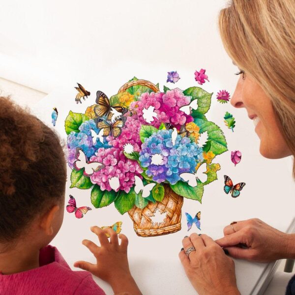 Flower Basket & Butterfly Wooden Jigsaw Puzzle - Image 5