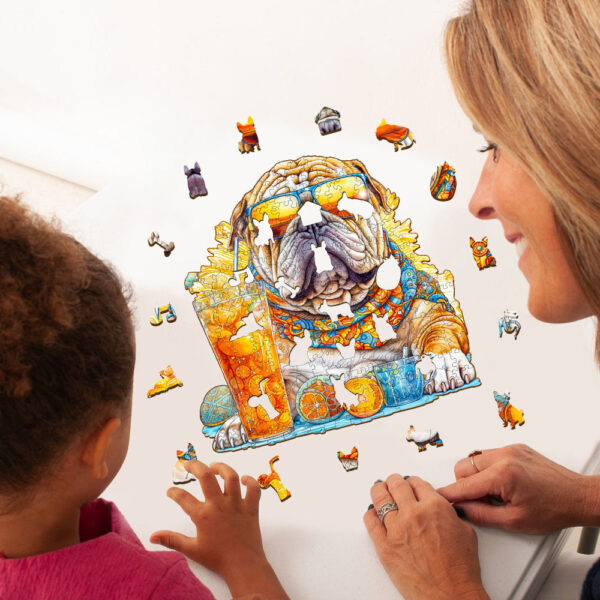Summer Bulldog-1 Wooden Jigsaw Puzzle - Image 5