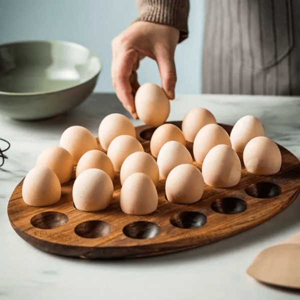 Solid Wood Egg Tray Storage Rack - Image 4