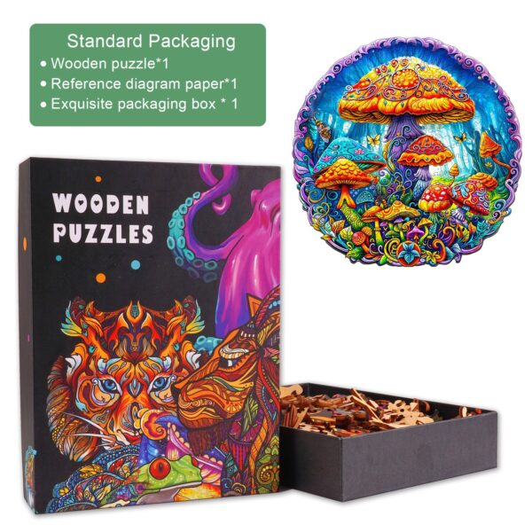Magical mushrooms Wooden Jigsaw Puzzle - Image 4