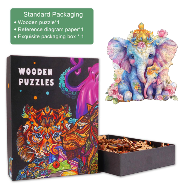 Parent child elephant Wooden Jigsaw Puzzle - Image 4