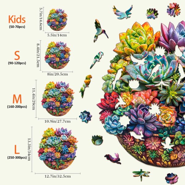 Succulent in pot Wooden Jigsaw Puzzle - Image 5