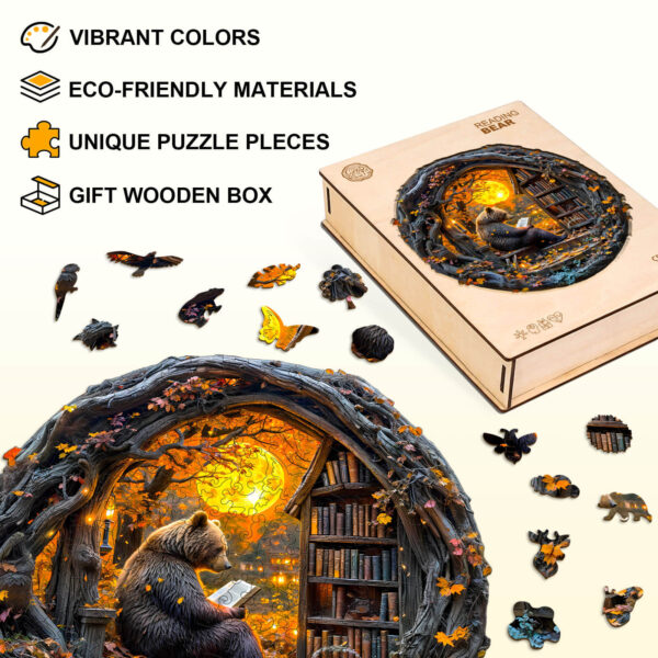 Reading bear Wooden Jigsaw Puzzle - Image 4