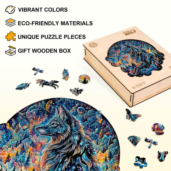Nebula Wolf  Wooden Jigsaw Puzzle - Image 3