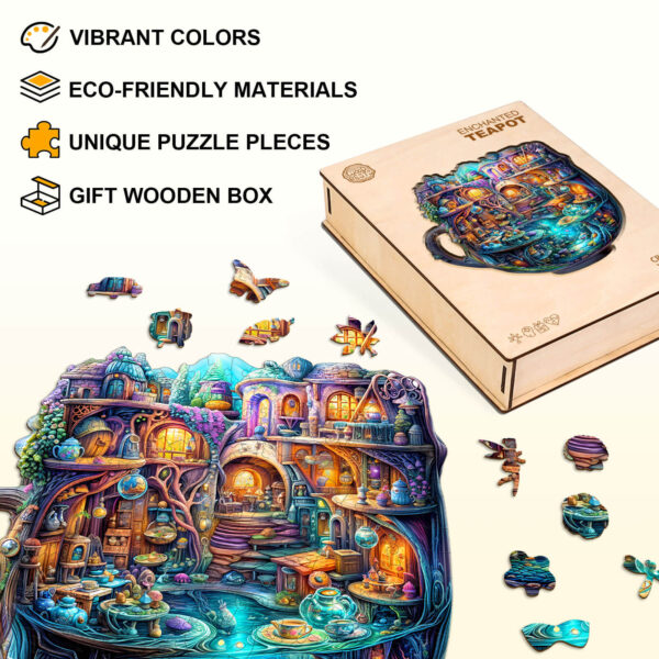 Enchanted Teapot Wooden Jigsaw Puzzle - Image 5