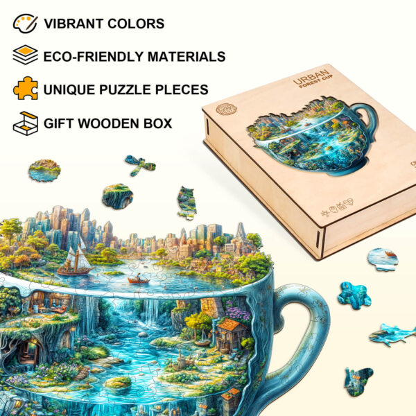Urban Forest Cup Wooden Jigsaw Puzzle - Image 4