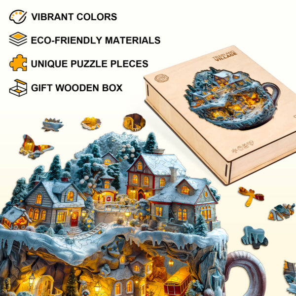 Train and Village Wooden Jigsaw Puzzle - Image 4