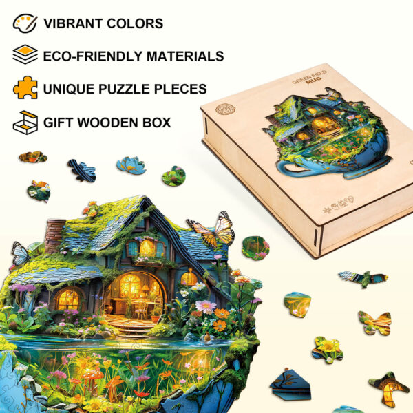 green Field mug Wooden Jigsaw Puzzle - Image 5
