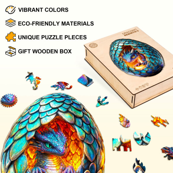 Draconic Rebirth-3  Wooden Jigsaw Puzzle - Image 4