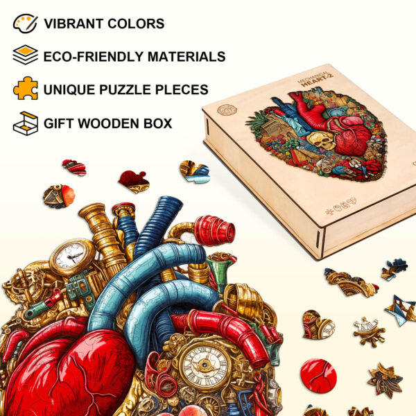 Mechanical Heart-2 Wooden Jigsaw Puzzle - Image 4