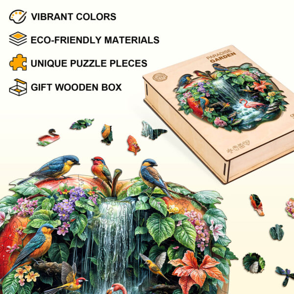Paradise Garden Wooden Jigsaw Puzzle - Image 4