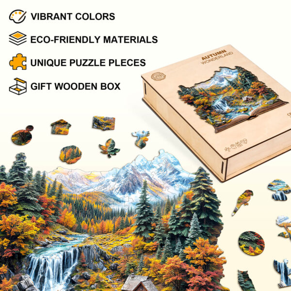 Autumn Wonderland Wooden Jigsaw Puzzle - Image 4