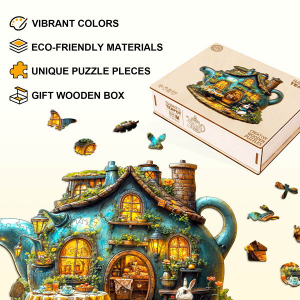 Rabbit's teapot Wooden Jigsaw Puzzle - Image 4