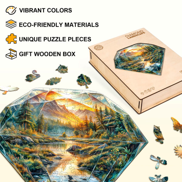 Diamond Landscape Wooden Jigsaw Puzzle - Image 4