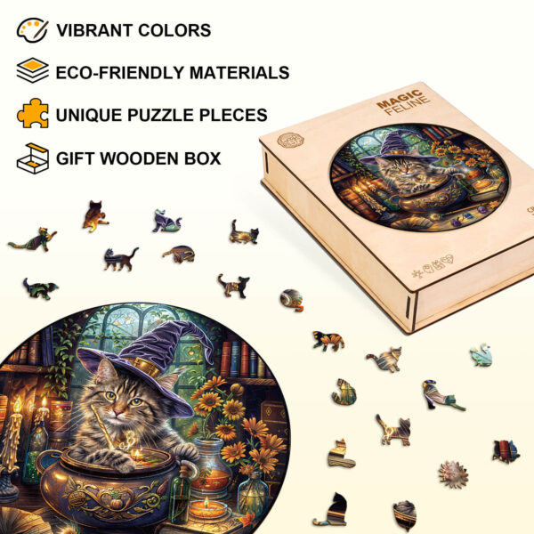 Magic Feline  Wooden Jigsaw Puzzle - Image 3