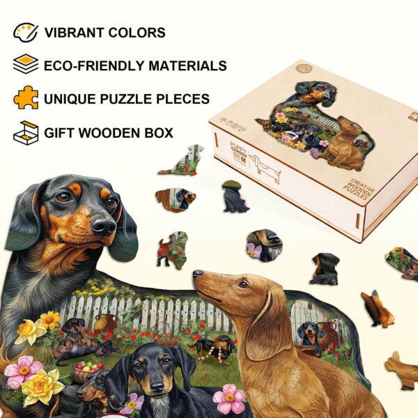 Puppy Garden Wooden Jigsaw Puzzle - Image 3