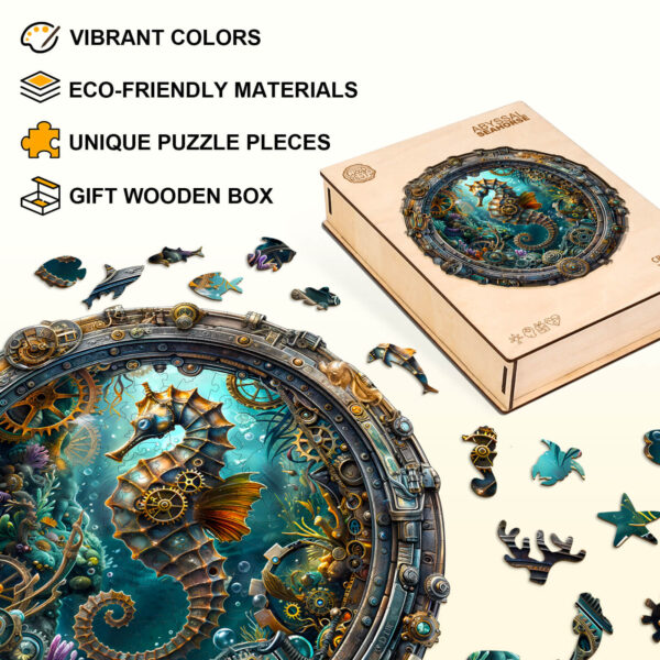 Abyssal seahorse Wooden Jigsaw Puzzle - Image 4