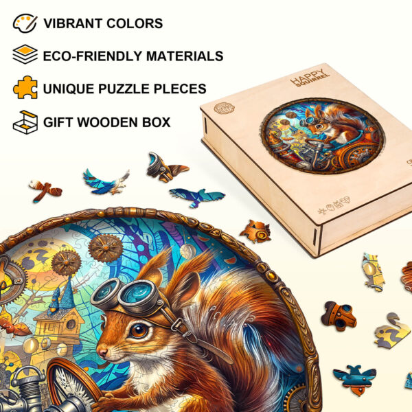 Happy squirrel Wooden Jigsaw Puzzle - Image 3