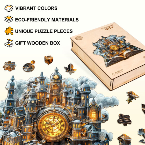 Clockwork City Wooden Jigsaw Puzzle - Image 4