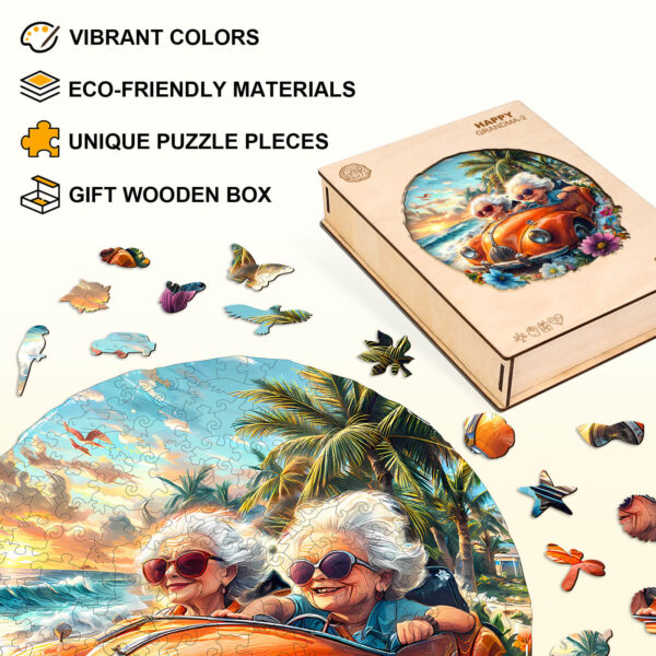 Happy grandma-2 Wooden Jigsaw Puzzle - Image 3