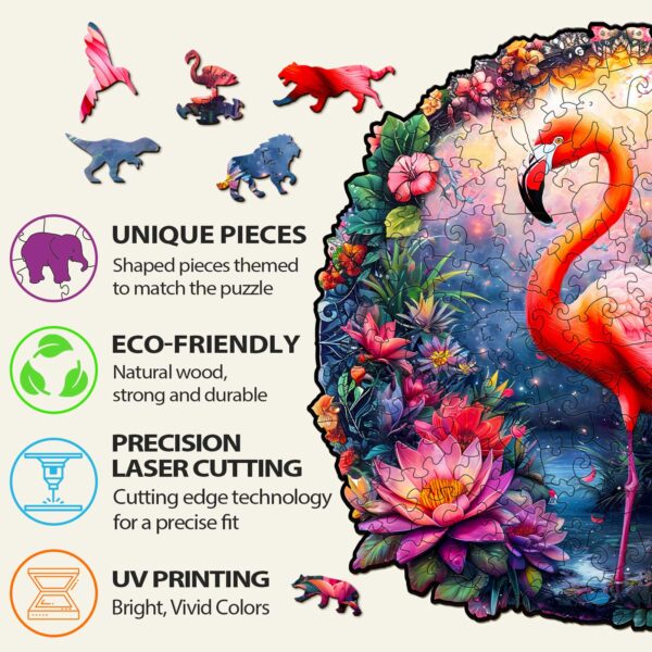 Elegant Flamingo Wooden Jigsaw Puzzle - Image 4