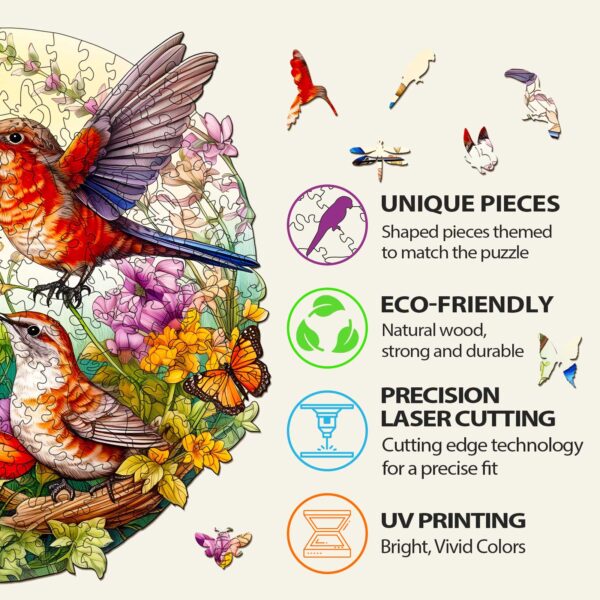 Birds And Butterflies Wooden Jigsaw Puzzle - Image 4