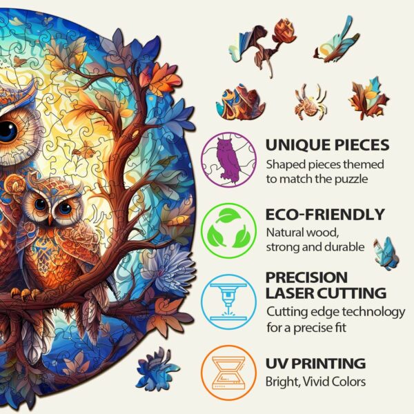 Owl Family-2 Wooden Jigsaw Puzzle - Image 5