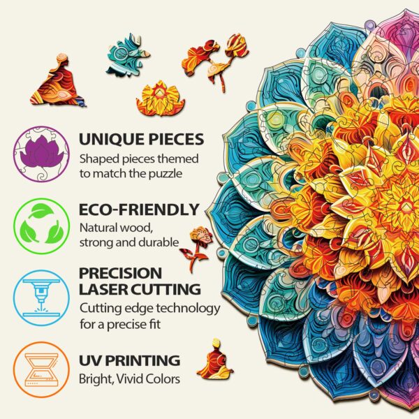 Mandala Mirror Wooden Jigsaw Puzzle - Image 4