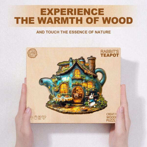Rabbit's teapot Wooden Jigsaw Puzzle - Image 5