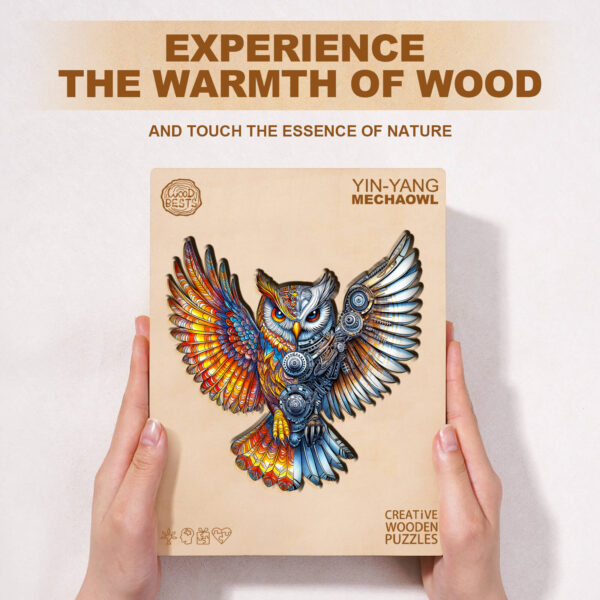 Yin-Yang MechaOwl Wooden Jigsaw Puzzle - Image 4