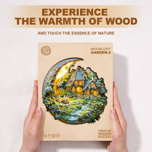 Moonlight Garden-2 Wooden Jigsaw Puzzle - Image 3