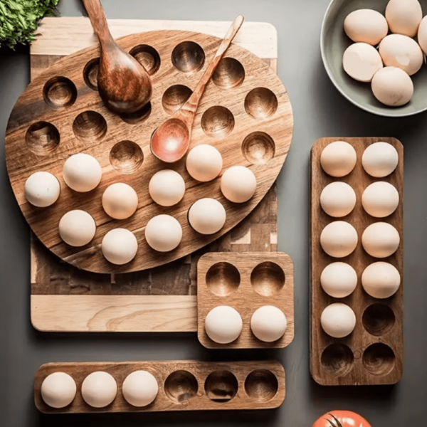 Solid Wood Egg Tray Storage Rack - Image 8