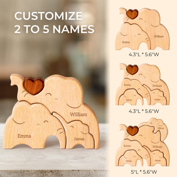 Wooden Elephant Family Name Puzzle - Image 5