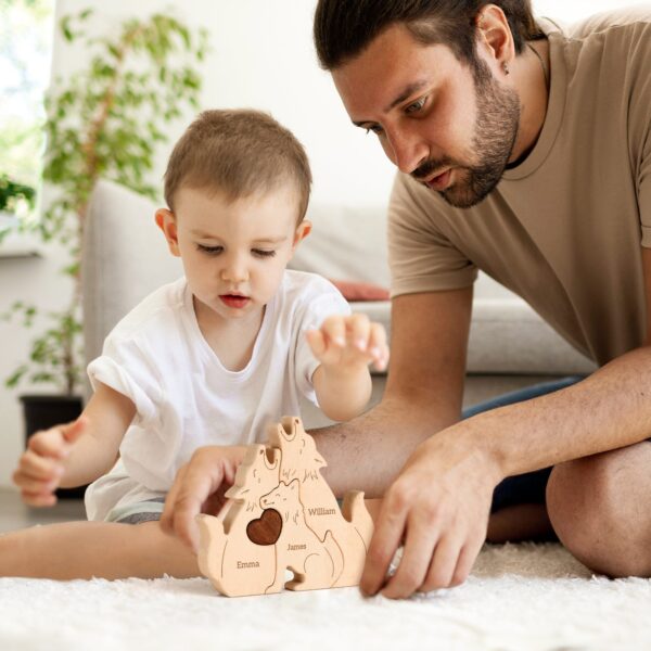 Wooden Wolf Family Name Puzzle - Image 5