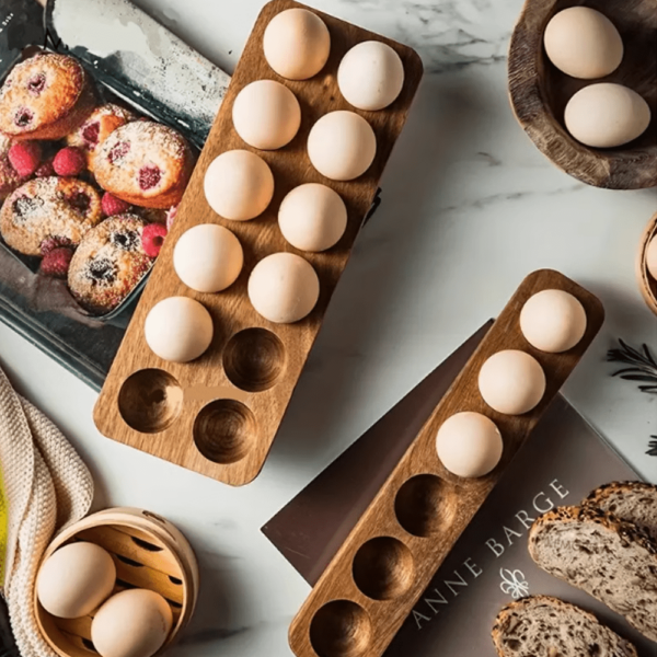 Solid Wood Egg Tray Storage Rack - Image 5