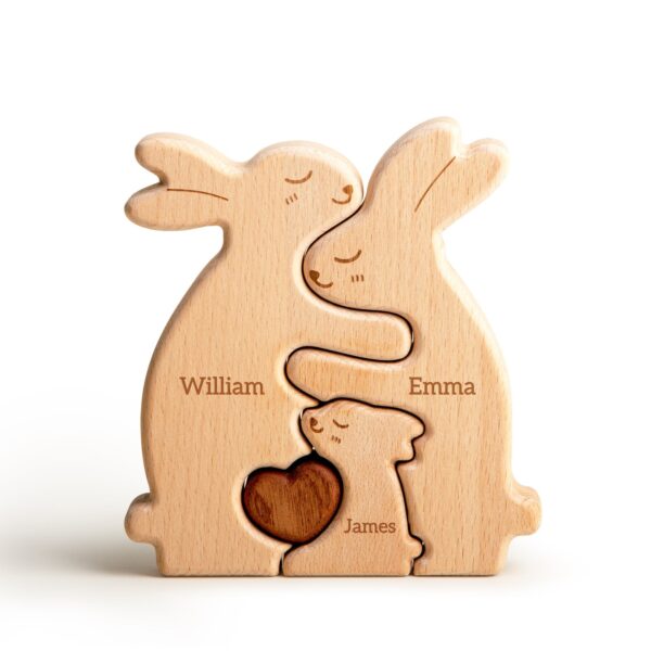 Wooden Rabbit Family Name Puzzle
