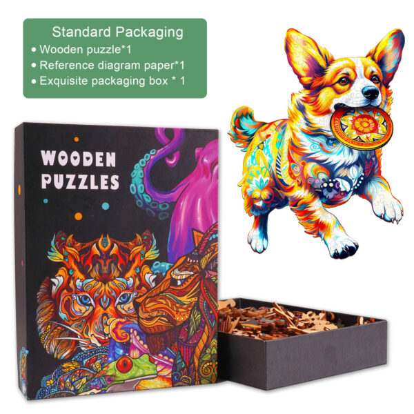 Dog Playing with Toys Wooden Jigsaw Puzzle - Image 4
