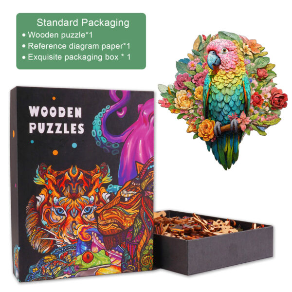 Colorful Parrot Wooden Jigsaw Puzzle - Image 4