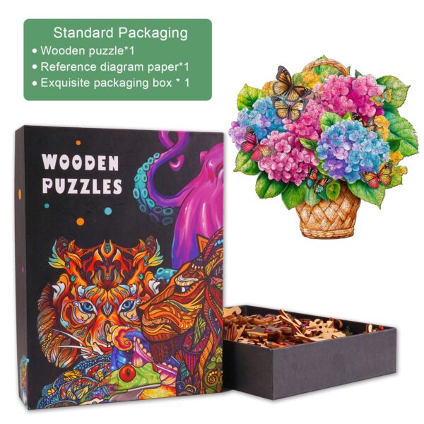 Flower Basket & Butterfly Wooden Jigsaw Puzzle - Image 4