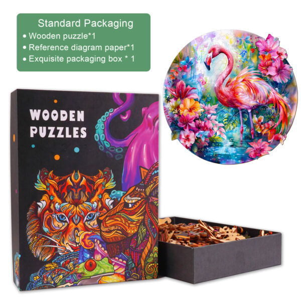Charming Flamingo Wooden Jigsaw Puzzle - Image 4