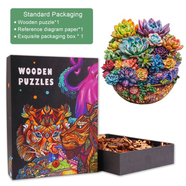 Succulent in pot Wooden Jigsaw Puzzle - Image 4